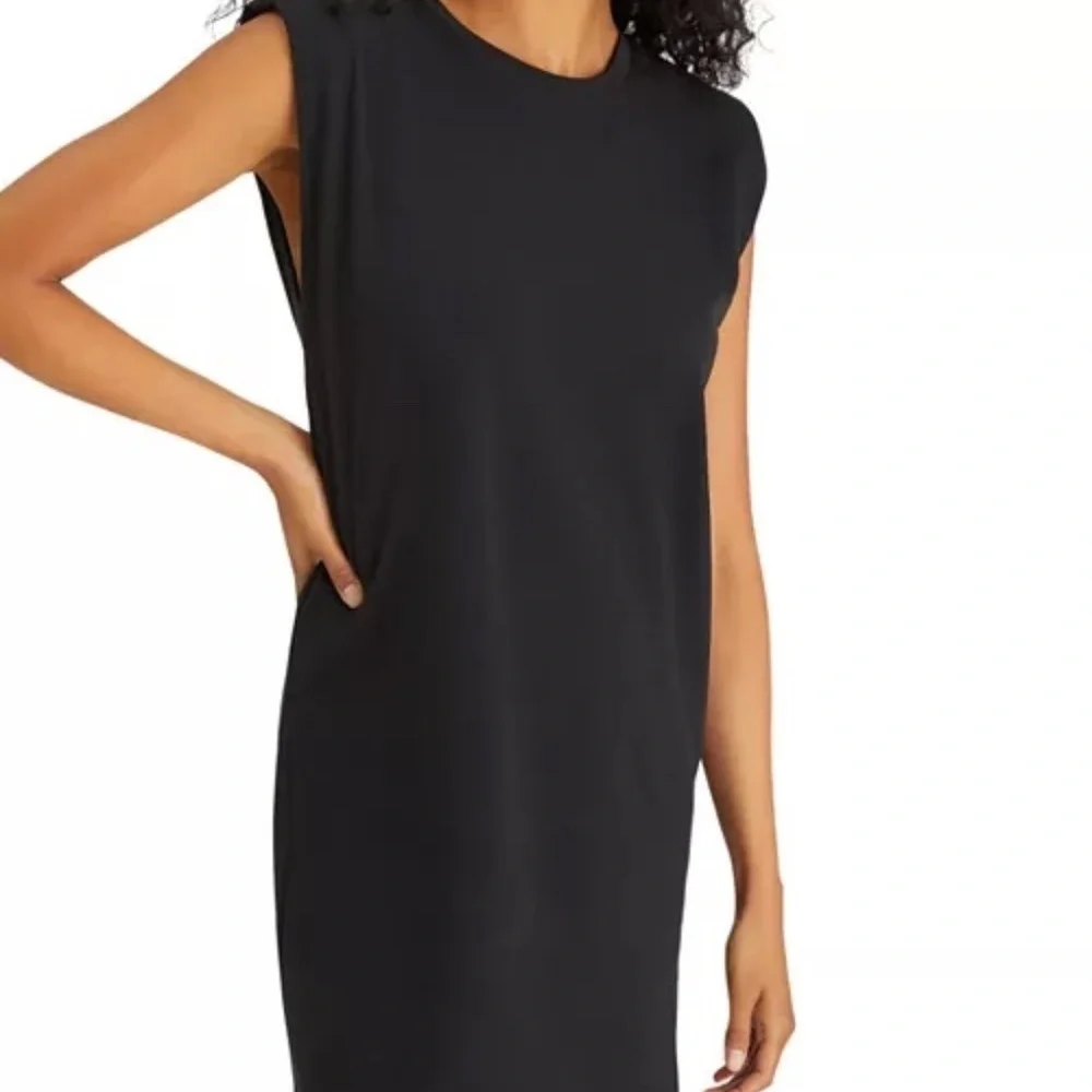 Sanctuary Black T Shirt Dress Shoulder Pad Sleeveless Shift Relaxed XXL